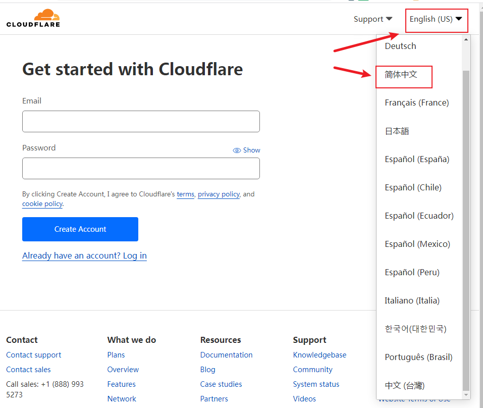 cloudflare英文版切换